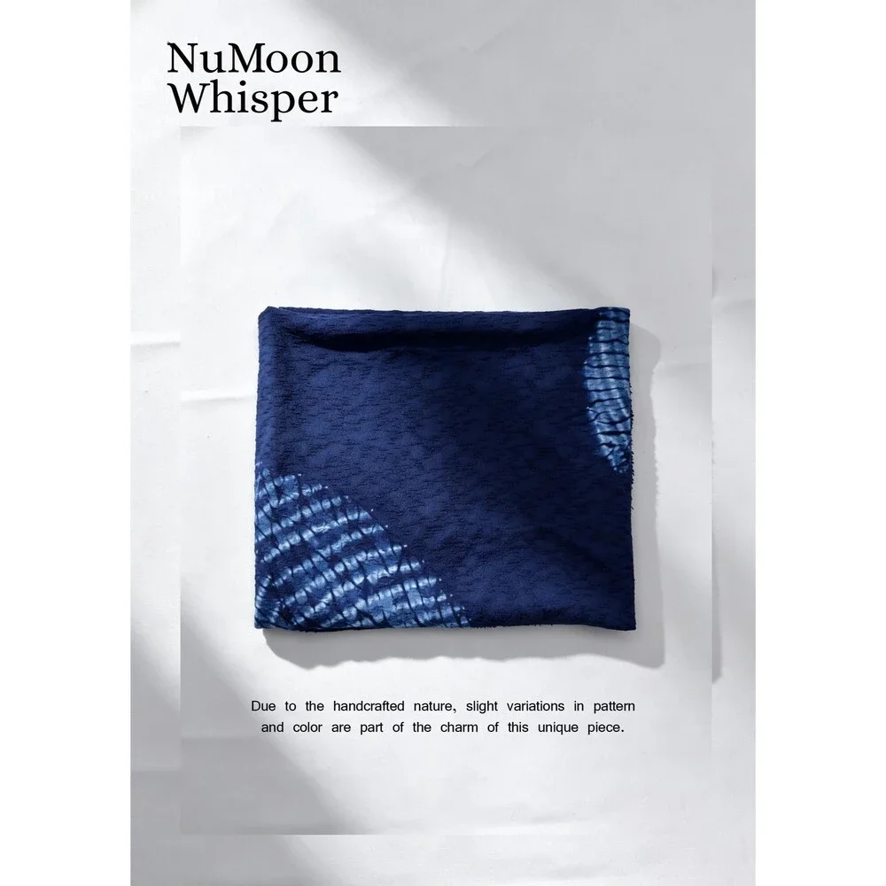 Hand-Dyed Cotton Blend Scarf | Indigo Shibori Square Scarf | Botanical Scarf